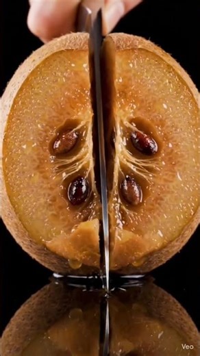 Satisfying 8K Hyper Realistic Soft Sapodilla Cutting in One Perfect Slice ✨🔪