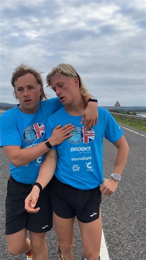 Lambros on Instagram: "Day 4 running the UK! 45.46km clocked today… and our legs are battered from the Scottish hills! Being so sore early in the run has us feeling super deflated but we know every step forward is a step closer to a world free of cancer. Today was dedicated to John fighting for his life with blood cancer! Donations to cancer research - link in bio❤️ #uk #unitedkingdom #ukrun #marathon #fyp"