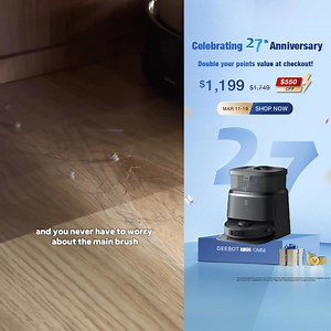 This revolutionary device boasts TruEdge Adaptive Edge Mopping technology for precise edge cleaning, ZeroTangle Technology for unrivaled anti-tangle performance, and a Mini OMNI Station complete with Auto-Empty, One-Tap Self Cleaning, and Auto Refill with Drain functions. Celebrate our 27th year in business with special savings - double points redemption for unbeatable discounts! | ECOVACS ROBOTICS