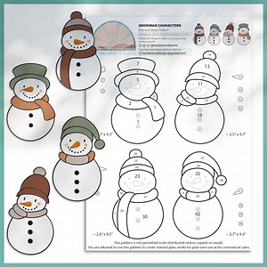 Snowman Stained Glass Pattern: Christmas Ornaments, Winter Suncatcher (PDF/JPEG) - Etsy
