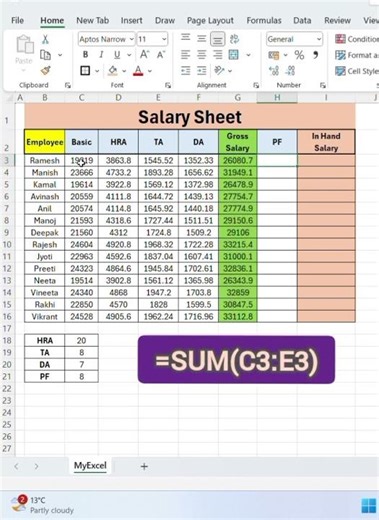 Create Salary Sheet in 60 Seconds – Excel Hack! | Salary Management Made Easy in Excel! #exceltips