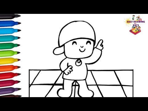 Dibuja y colorea. Dibuja a Pocoyo triste vs. Pocoyo feliz 👶🤒🦆 Tutorial de dibujo: Pocoyó para niños