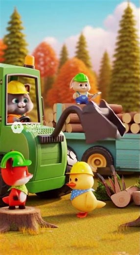 Cute Animals Drive Logging Machines 🪵🐾 | Funny Forest Construction Trucks #shorts