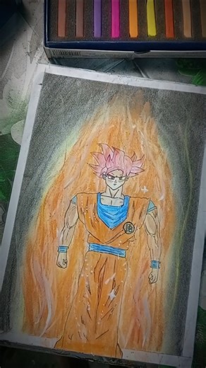 Goku drawing with pencil colour