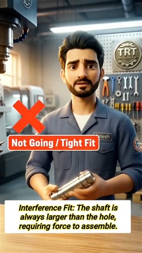 Clearance, Interference & Transition Fit Explained 🔧 | Types of Fits in Hindi #shorts