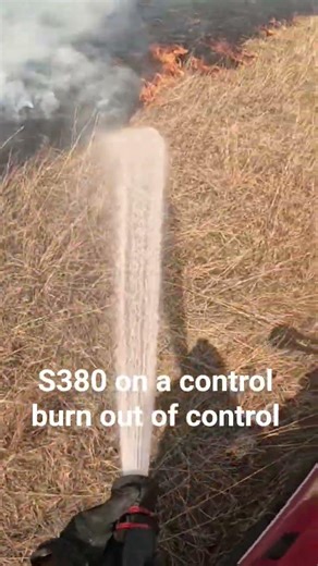 S380 on a large grass fire from a control burn