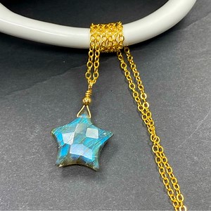 Labradorite Necklace Star Pendant 14k Gold Gemstone Jewelry