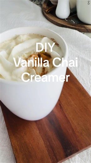 DIY Vanilla Chai Creamer Ingredients: * 1 cup heavy cream * 1 cup whole milk * 2 TBS maple syrup * 2 tsp vanilla bean paste or pure vanilla extract (or 1 vanilla bean, split and scraped) * 2 chai tea bags INSTRUCTIONS: 1. In a saucepan, combine the heavy cream and milk. Heat over medium-low heat until it's warm but not boiling. 2. Stir in the maple syrup and vanilla bean (or vanilla extract). Continue to heat, stirring occasionally, for about 5 minutes. 3. Remove from heat, add the chai tea bags