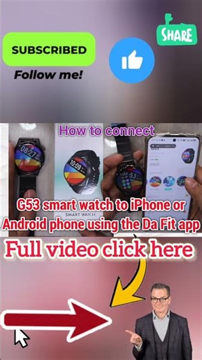How to connect a G53 smart watch to an iPhone or Android phone using the Da Fit app. Smart #shorts