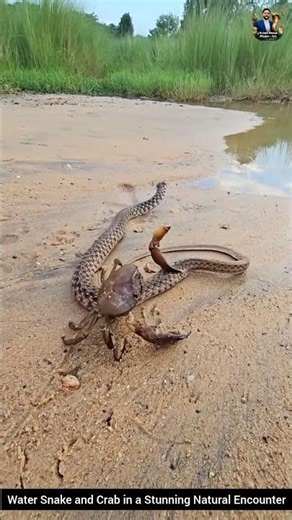 Water Snake and Crab in a Stunning Natural Encounter #snake #wildliferescue #wildlife