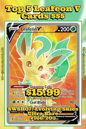 Top 5 RAREST Leafeon V Pokémon Cards! 🌿🍃 (Most Valuable Leafeon V Cards) #pokemon #top5 #tcg
