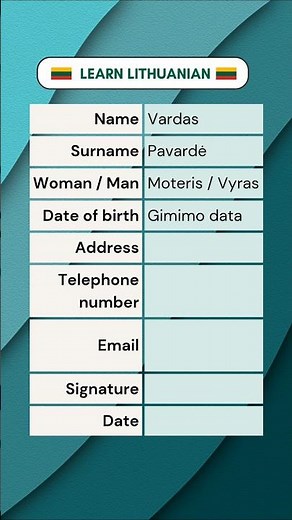 Learning Lithuanian: All About Me