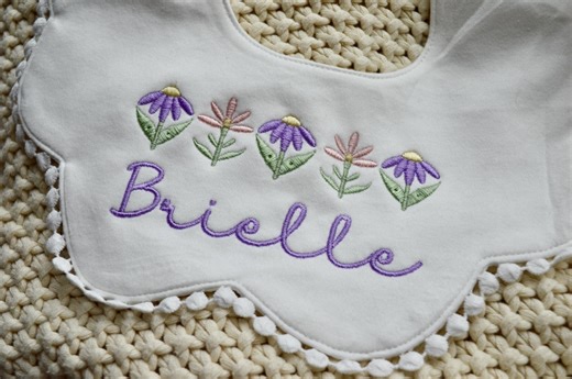 Personalized Baby Bib With Name – Flower Baby Bib – Custom Embroidered Baby Shower Gift – Newborn Girl Bib – Keepsake Bib - Etsy