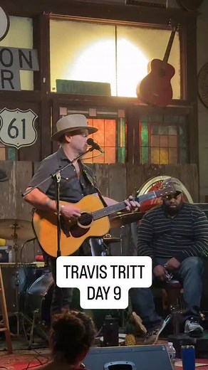 TRAVIS TRITT DAY 9! Live from @waydowninmississippi. @blacyoda sat in on my set helping me keep time. This song is another from Travis’s “Set In Stone” album. @brentcobb and I wrote this one as well a few years before we wrote with Travis. Here’s #aintwhoiwas #travistritt @realtravistritt | Adam Hood