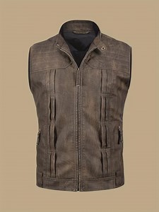 Man Vintage Style Casual Vest | Biker Leather Vest | Leather Vest - Etsy