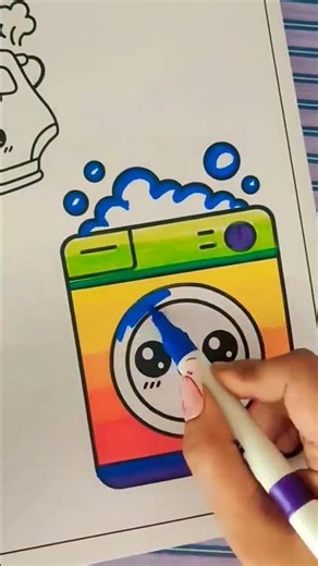 color cute washing machine#art #trending #viral #satisfying #shorts #kawaii #cute #ytshorts #drawing