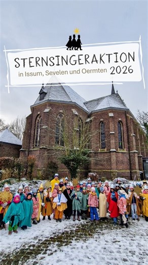 Pfarrei St. Anna Issum-Sevelen on Instagram: "Trotz Schnee und Eis waren am letzten Wochenende rund 100 kleine Königinnen und Könige mit ihren Begleitpersonen in Issum, Sevelen und Oermten unterwegs, um den Segen 20✶C+M+B+26 in die Häuser zu bringen und sich für Kinderrechte weltweit stark zu machen. Unter dem Motto „Sternsingen gegen Kinderarbeit – Schule statt Fabrik“ haben die Sternsinger dabei bereits über 12.300 € gesammelt. Eine Delegation besuchte auch das Rathaus, wo Bürgermeister Alexan