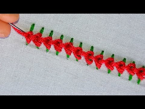 Simple Border line embroidery tutorial #40