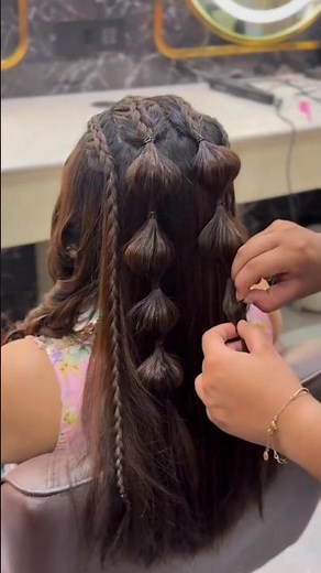 bubble braid with open hairs #openhairstyle #bubblebraid #hairstyleforgirls #hairstyletutorial