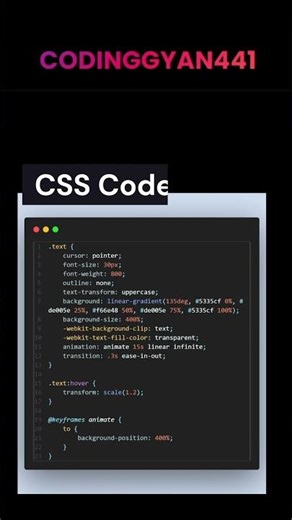 Gradient Animated Text with Hove Effect || By Codinggyan441