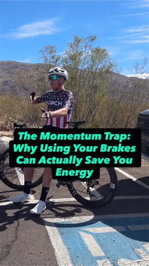 CINCH Cycling on Instagram: "The Momentum Trap: Why Using Your Brakes Can Actually Save Energy The Scenario: You come down a descent behind someone, hit the base of a climb, and have the momentum to blast around them. What do you do? Most riders think: “Never brake! Use all that momentum!” Wrong. Why Using Your Brakes Is Actually Faster Here’s what happens when you slingshot around them using your momentum: ✖ You accelerate out of the draft into the wind ✖ You hit the top of the climb pulling in