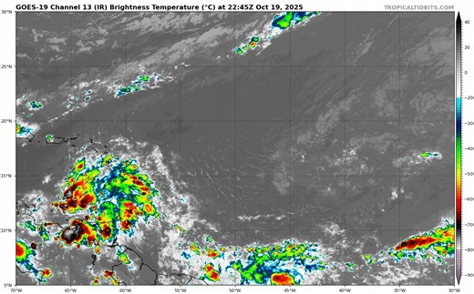 ⚠️ Tropical Weather Alert: Eastern Caribbean Sea ⚠️ ​We're keeping a close eye on a tropical wave (AL98) located just west of the Windward Islands in the eastern Caribbean Sea. ​While showers and thunderstorms have become a bit more organized, the system still lacks a closed circulation (meaning it's not yet a tropical depression or storm). ​Key Takeaways: ​Current Speed: It's moving quickly westward at 20-25 mph, which will likely limit its development over the next day or so. ​Near-Term Impact