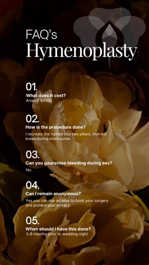 Dr. Red Alinsod, VageniusMD on Instagram: "Hymenoplasty, or hymen repair surgery, reconstructs a torn hymen. It is an elective surgery but can be life-saving in many countries due to social reasons. The surgery is banned in many countries and called “vaginal repair” in others. The goal of surgery is the reapproximating of the hymeneal edges that were once together. It works best for women who have not had vaginal birth. For best results, those who have had vaginal birth should consider a vaginop