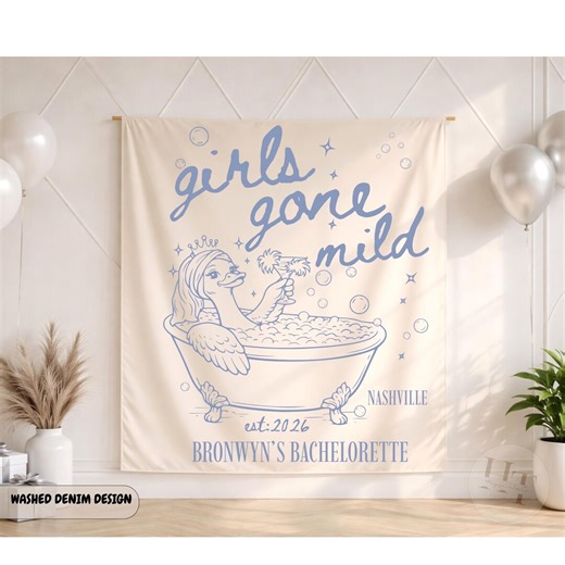 Girls Gone Mild Bachelorette Custom Tapestry Spa Party PJS Weekend Girls Night Banner Customizable Girls Gone Mild Bachelorette Decor - Etsy