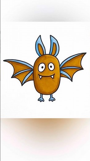 Cute bat easy drawing for kids #simple #stepbystep #artforkids #howtodraw #animals #kidsvideo #diy
