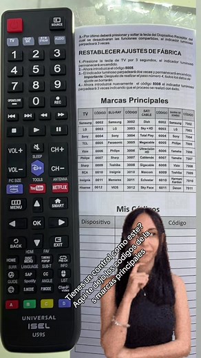 Códigos y Guía para Control Universal de TV