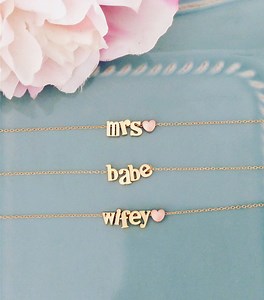 Personalized Gold Necklace: Bride, Mrs, Wifey - Handmade Jewelry - Etsy