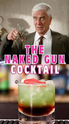 Fun layered Chocolate and Fruity flavored cocktail inspired by The Naked Gun!