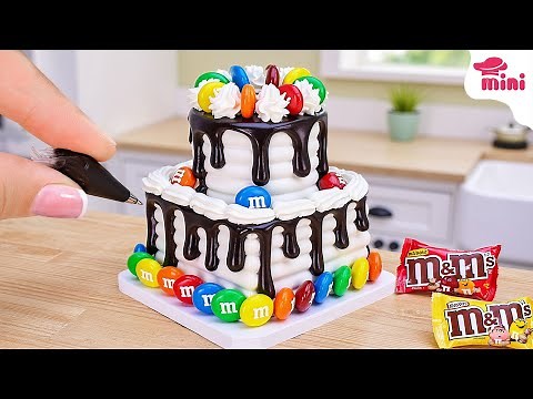 The Miniature M&M Chocolate Drizzle Tower Cake: A Sweet Sensation | Mini Bakery