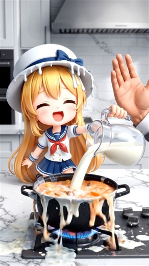 Mimi’s Food Disaster 😂🥛 | She Really Did That!#Mimi #FunnyAnimation #Chibi #AIVideo #FunnyShorts