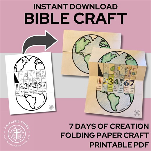7 Days of Creation Bible Craft | Sunday School Homeschool VBS Activity | Christian Kids' Paper Craft | Printable Craft | Instant Download - Etsy