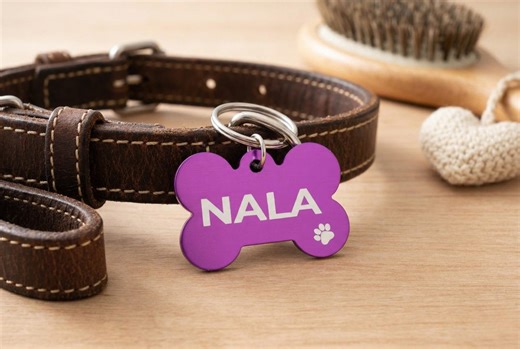 Personalized Aluminum Dog Tag | Name & Phone Number | Engraved Bone Dog Pendant | Dog Name Tag - Etsy