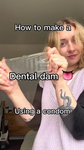 'Have you ever used a #dentaldam? It’s a sheet of latex used during oral sex (note - this is not a contraceptive!) to create a barrier between the mouth and g.enitals. This can help prevent transmission of STIs to the mouth by minimising skin to skin contact and exchange of fluids. They're either expensive or hard to find because there's not a high demand, but you can DIY your own using a condom! #SexEducation #fyp #health #SeggsEducation #condom