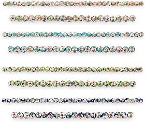 Expo International Vintage Hand-Painted Classic Cloisonne Beads, Versatile Jewelry Making Supplies, Vibrant Bracelet Beads, Value Pack of 200 Beads, Multicolor