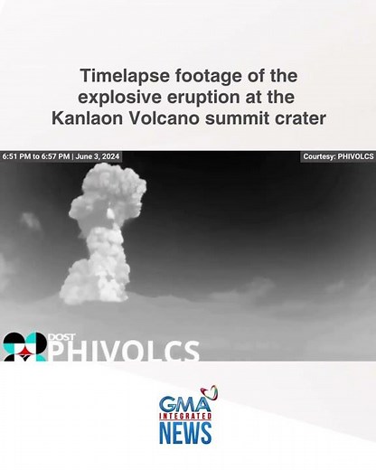 Timelapse footage of the explosive eruption at the Kanlaon Volcano summit crater (June 3, 2024)
