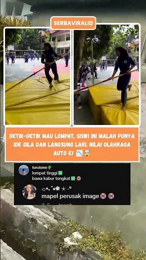 IDE GILA! 🤯 Siswi Bawa Kabur Tiang Lompat Galah di Detik Akhir! Auto E! 🏃‍♀️ #Lucu #Viral #Shorts