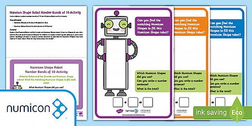 Numicon Shape Robot Number Bonds of 10 Activity