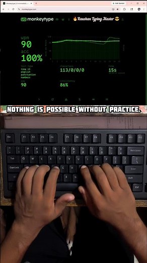 90 WPM Fast Touch Typing Speed with 100% Accuracy #90wpm #fasttyping #shorts #raushantypingmaster