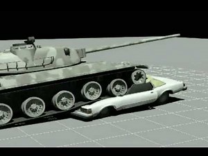 Tank écrase une voiture - 3DS Max reactor