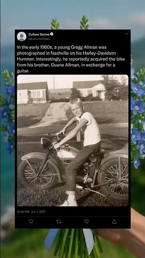 Gregg Allman’s Early Harley 🏍️🔥 A 1960s Rock Ride #GreggAllman #HarleyDavidson #ClassicRock
