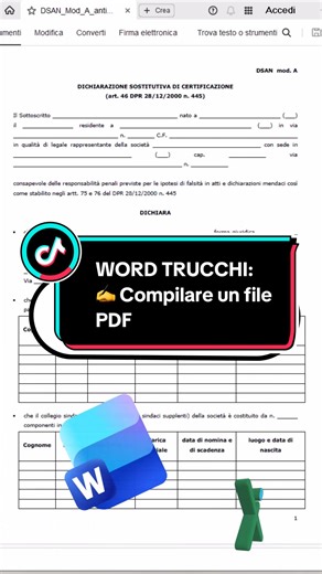 WORD TRUCCHI: ✍️ Compilare un file PDF #Word #Worditaliano #tipsword #Wordtrucchi #WordOltreOgniLimite