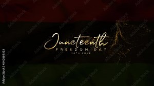 Celebrate Juneteenth Freedom Day, Juneteenth Text Animation, Happy Juneteenth Freedom Day 19 June, Celebrate Freedom Day, Golden Juneteenth Freedom Day Text Animation Effects On Black Background