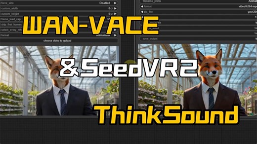 视频的高清放大,WAN-VACE工作流测试&SeedVR2,MMAudio视频配音继任者ThinkSound更新