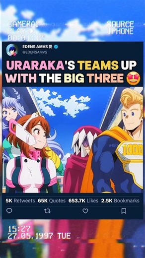 URARAKA FAIT ÉQUIPE AVEC LES TROIS GRANDS 🔥🤩 | #myheroacademia #edit #amv #mha #bnha