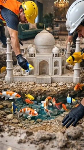 Luxury Living Room Makeover with Taj Mahal Aquarium Floor | 3D Epoxy Fish Floor Design