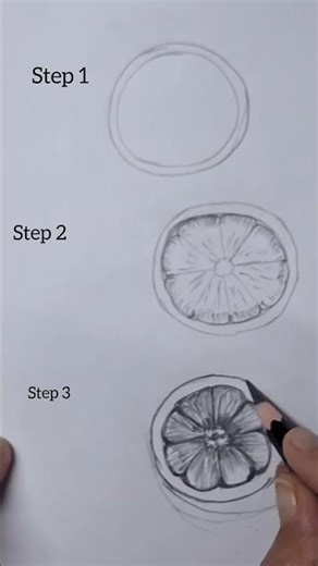 Fruit drawing | Lemon slice drawing step by step #shorts